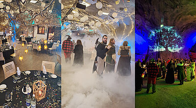 Bei diesem Mottoanlass wurde der Stollen in eine geheimnisvolle Zwergenwelt verwandelt.